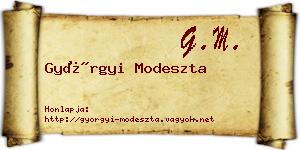 Györgyi Modeszta névjegykártya
